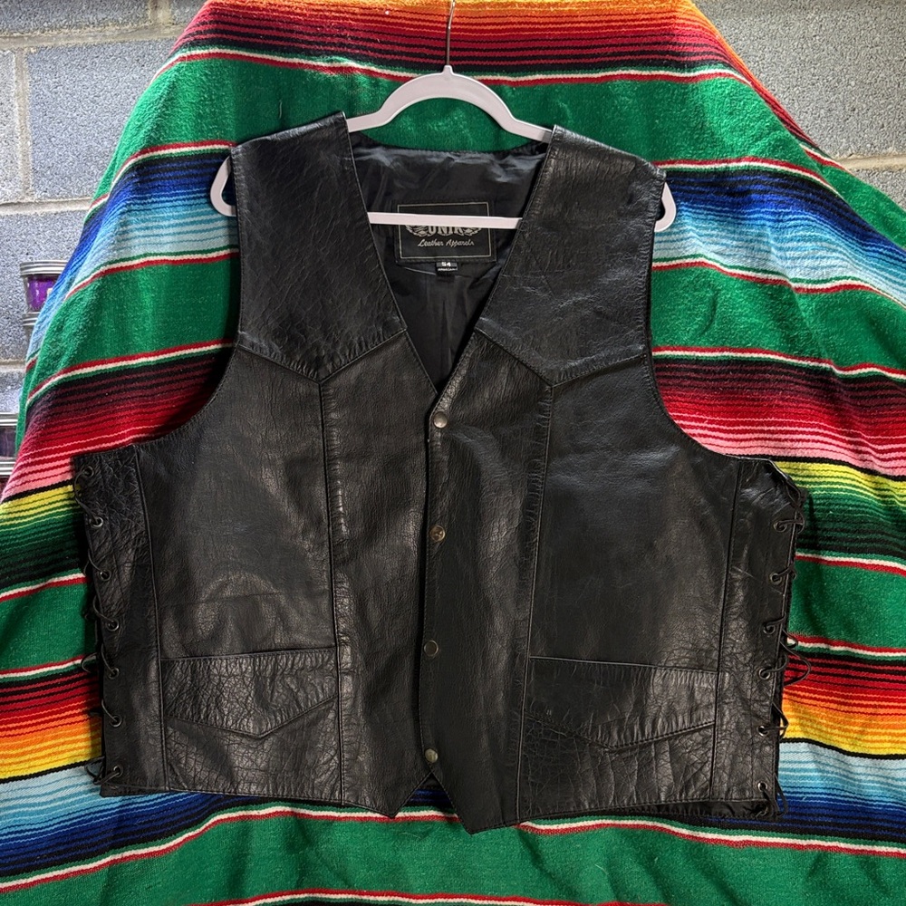 Genuine Leather Black Vest for Men